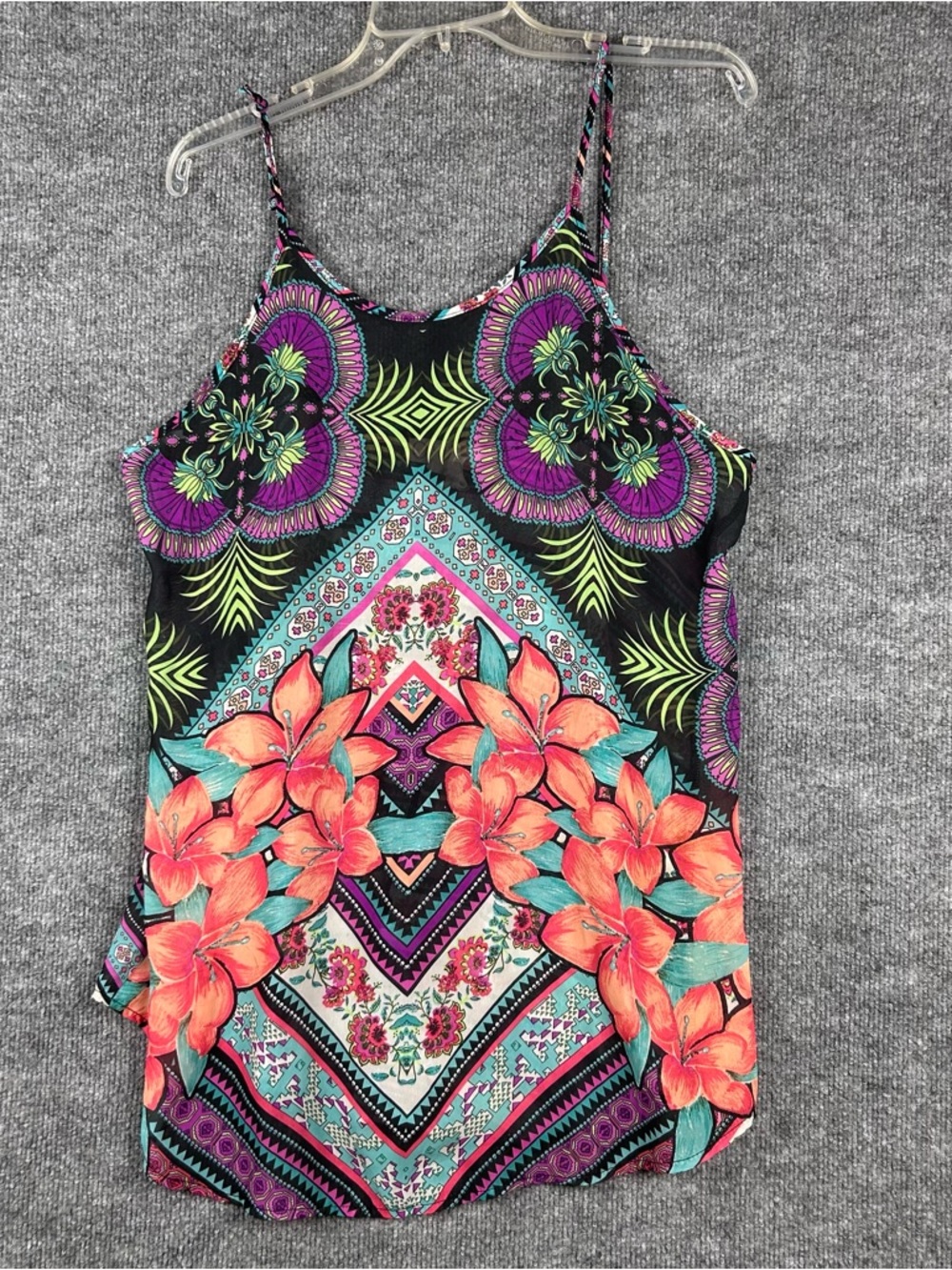 Op Ocean Pacific Tropical Mandala Cami Tank Boho Festival Juniors L